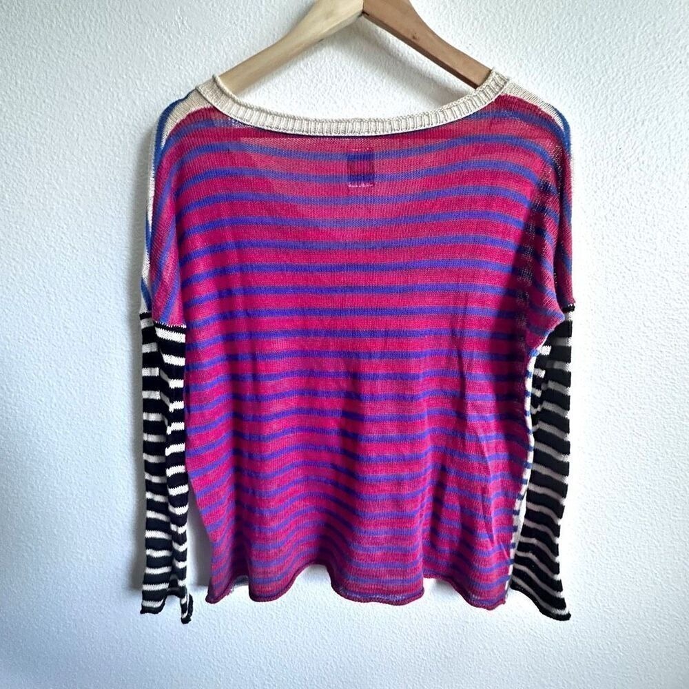 NSF | Stripe Striped Multi Color Slouch V-neck Long Sleeve Knit | Size Small - Picture 6 of 7